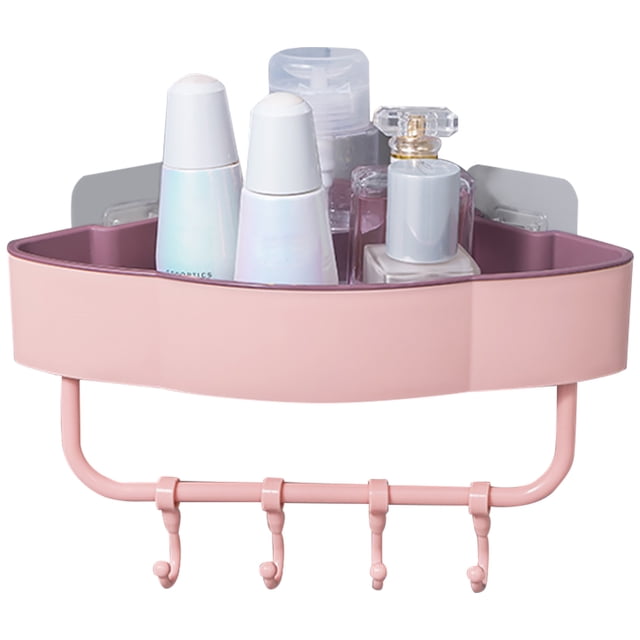Estante de almacenamiento montado en la pared, baño, inodoro, esquina, ducha, estante, canasta de drenaje de cocina, con ganchos Eigraketly HA000958-04B
