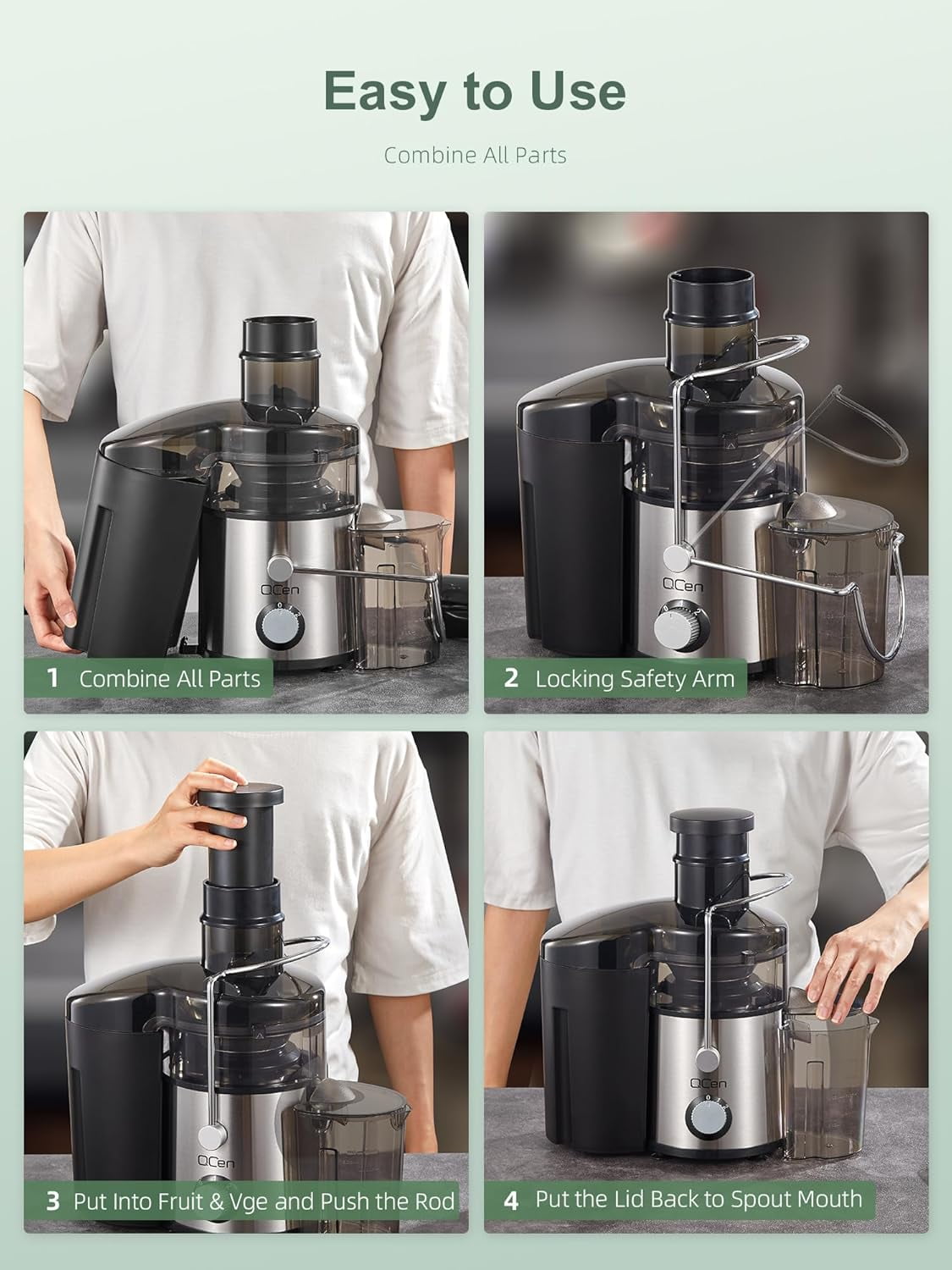 800W Centrifugal Juicer  with 3 Inch Wide Mouth Feed Chute for Fruits Vegetables Easy Clean Stainless Steel