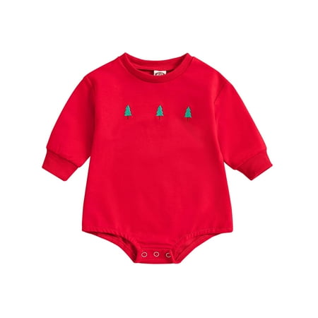 

EFGYYF Girl Outfits Baby Outfits Boy Boys Girls Long Sleeve Christmas Tree Embroidery Romper Bodysuit Fall Clothes Red 3-6 Months