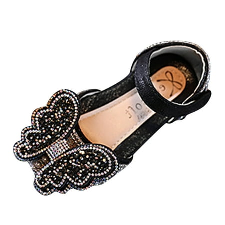 

nsendm Female Shoes Little Kid Chestnut Boots for Toddler Shoes Princess Dress Performance Shoes Cartoon Butterfly Shape Fall Boots for Girls Black 12.5