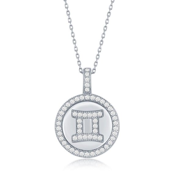 Sterling Silver "Gemini" Zodiac Pendant Necklace