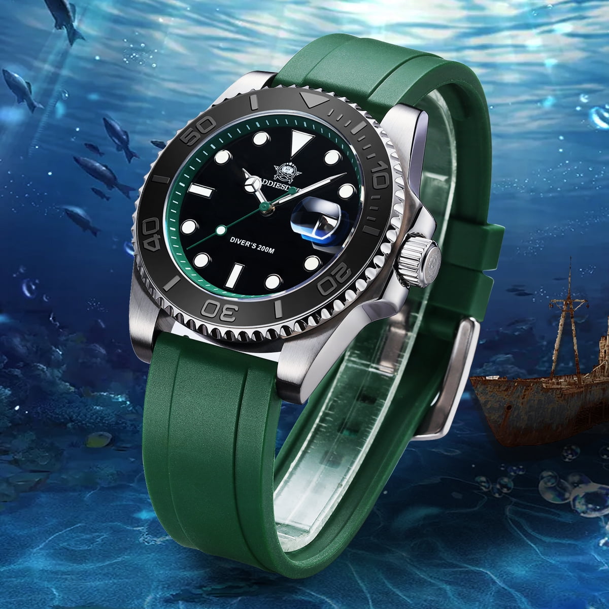 ADDIESDIVE Men's Dive Watch - 200M Water Resistant, Japanese Quartz Movement, Ceramic Bezel & Super Luminous Quartz Watches for Men