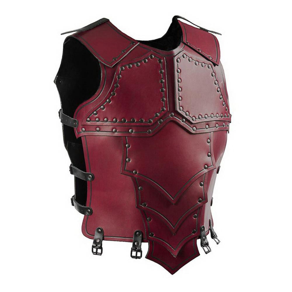 Medieval Buckle Shoulder Armor Cloak Solid Leather Headsuit Stage Cosplay Suit 