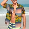 thumbnail image 5 of Picia Horse Sunflowers Gentle Cotton Regular Fit Short Sleeve Casual Hawaiian Shirt for Men-3X-Large, 5 of 9