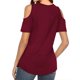 thumbnail image 4 of Minnieouse Cold Shoulder Tops Camisas de verano con cuello en V Criss Casual Blusa Prendas para la parte del cuerpo Vino rojo SG, 4 of 5