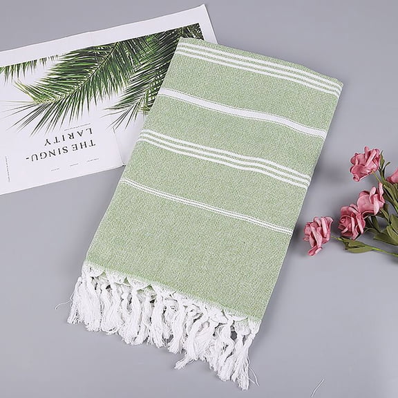 kladzum Beach Towel Cotton Absorbent Large Size Bath Towel European and American Knitted Striped Fringed Turkish Sand