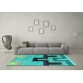 thumbnail image 3 of Ahgly Company Indoor Square Abstract Turquoise Blue Modern Area Rugs, 6' Square, 3 of 4