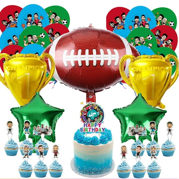 Dude Perfect Balloons Cake Topper Party Supplies Birthday Set Decorations Kit Fans