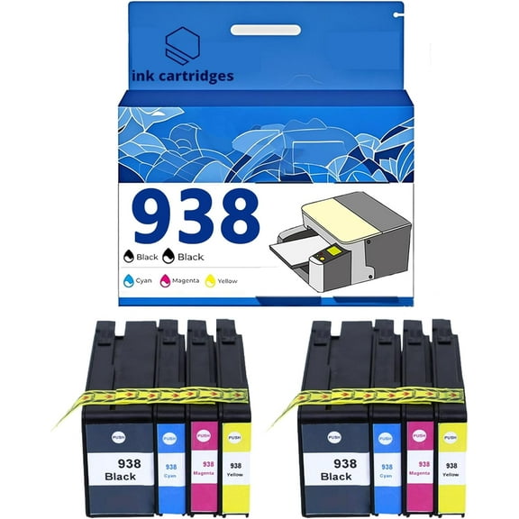 938XL Ink Cartridges Compatible for HP Pro 9110B 9120 9130 9720 9730 Inkjet Printers, Leak-Proof Design Crisp Printing