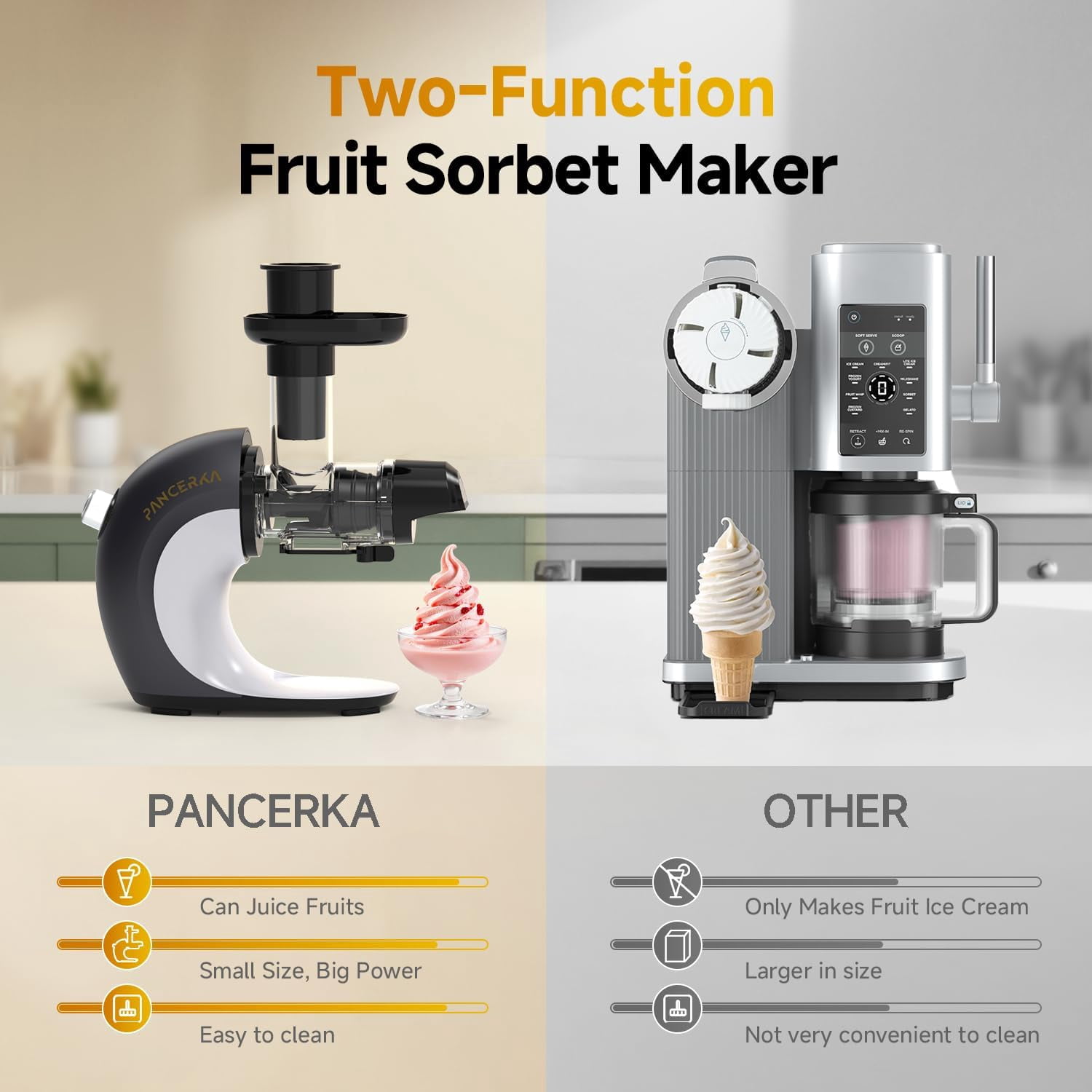Frozen Fruit Sorbet Maker - Soft Ice Cream Machine for Healthy Vegetarian Dairy Free Snacks, Easy Clean
