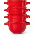 Kook Soup Bowls Crocks with Handles, 18 oz, Set of 4, Red