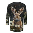 thumbnail image 4 of Xdegoge Women's Happy Easter Day Tops Cute Bunny Flower T-Shirt Rabbit Colorful Egg Floral Pattern 3/4 Sleeve Holiday Casual Top, 4 of 5