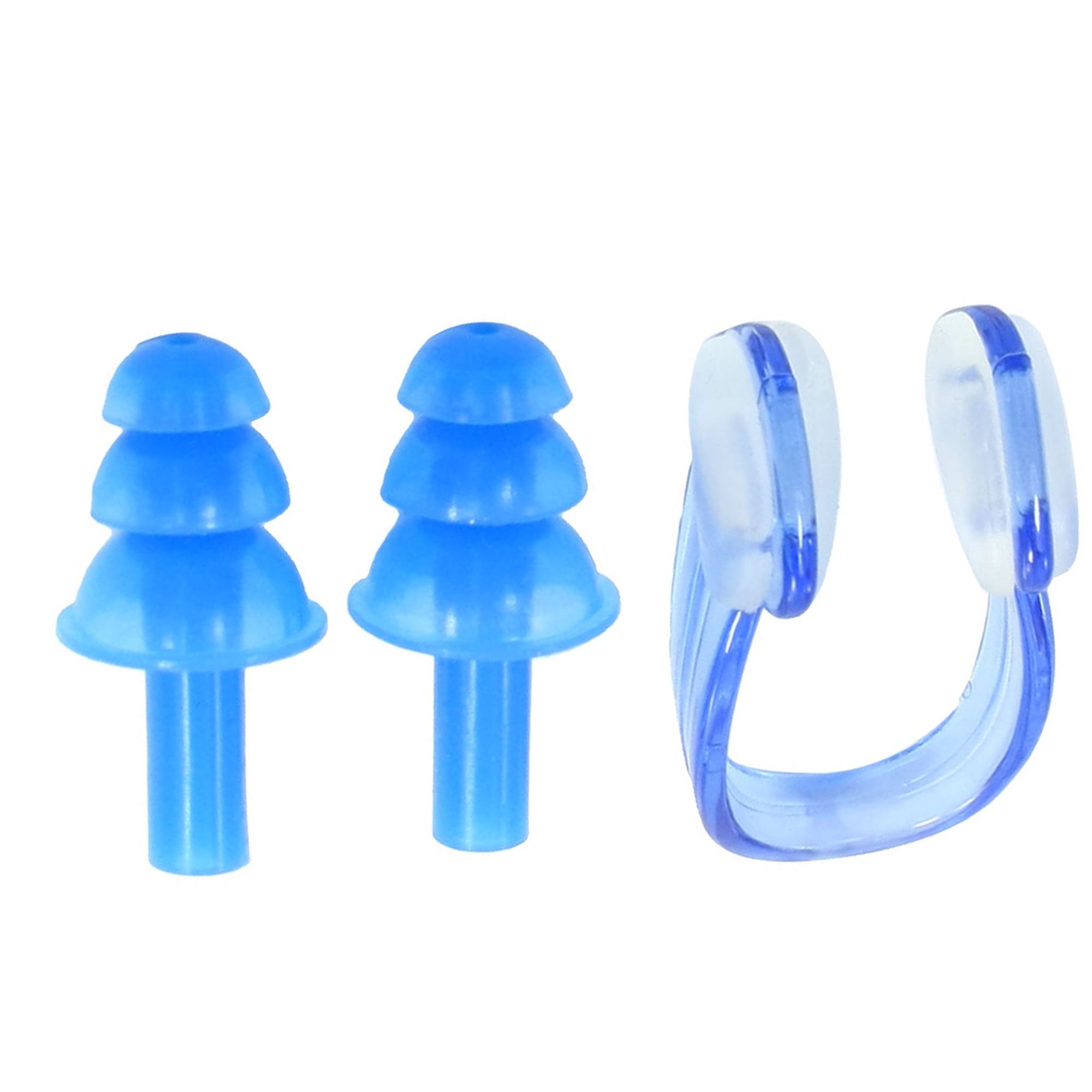 Unique Bargains Blue Swimming Earplugs Nose Clip Clear Plastic Box