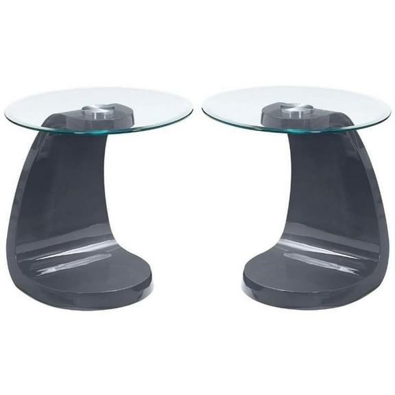 Home Square Pelletoni Contemporary Wood End Table in Gray - Set of 2