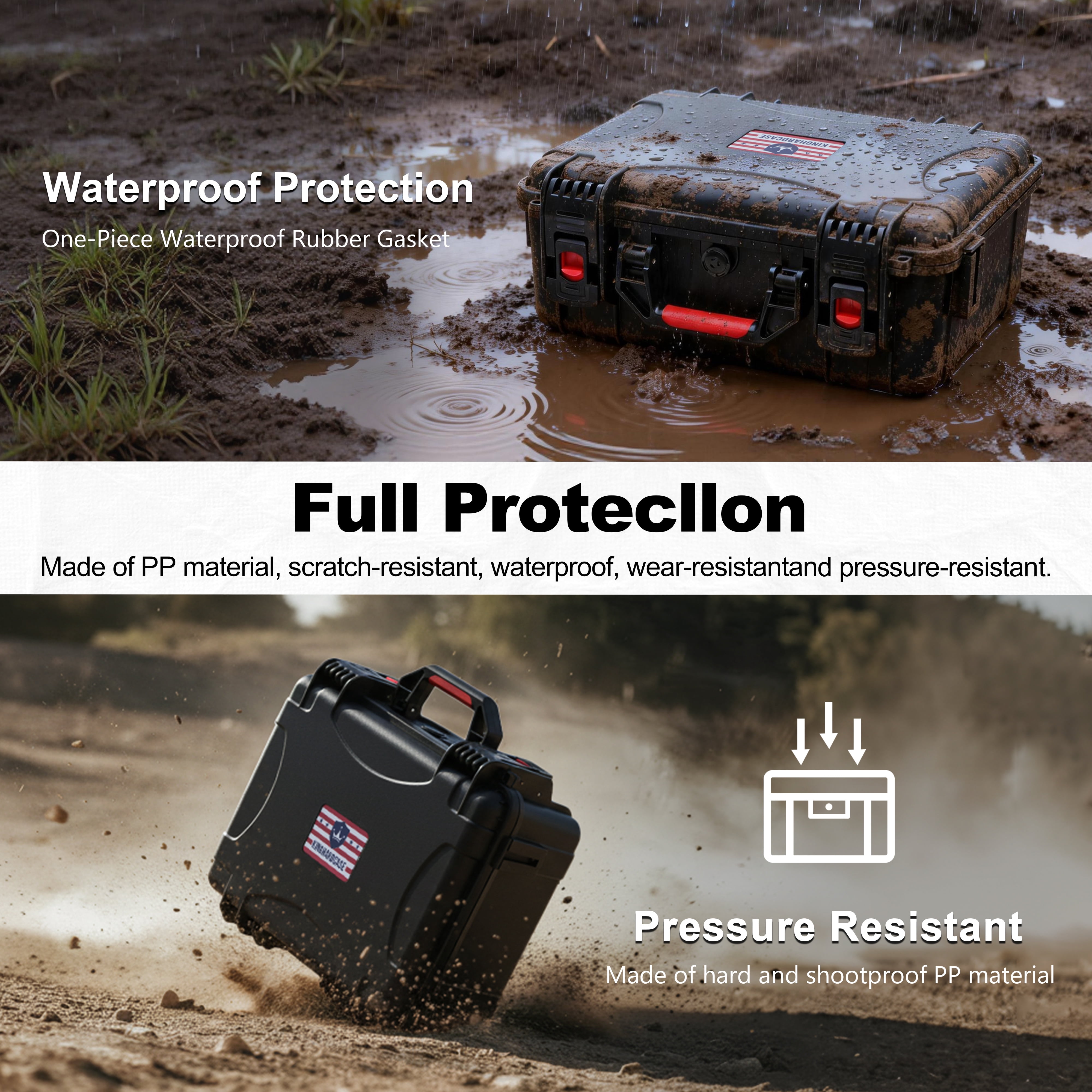 Hard Handgun Case for 5 Pistols Up to 6.6", Waterproof TSA Lockable Storage Box with Pre-Cut Foam, for Home, Travel & Shooting Range