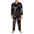 thumbnail image 4 of Kll Humming Bird And Tropical Sleepwear Mens Flannel Pajamas,Long Cotton Pj Set, 4 of 9