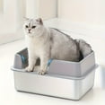 thumbnail image 5 of Extra-Large Stainless Steel Cat Litter Box with High Sides - Anti-Splash, Easy Clean Design for Large Cats - Non-Stick Bottom, 5 of 9