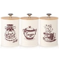 thumbnail image 1 of 3Pcs Coffee and Sugar Container Set Vintage Canisters Set Decorative Coffee Sugar Tea Container Set 25 oz Sugar Canister Set Jar Canister Set with Airtight Lid for Cooking Kitchens-white-, 1 of 10