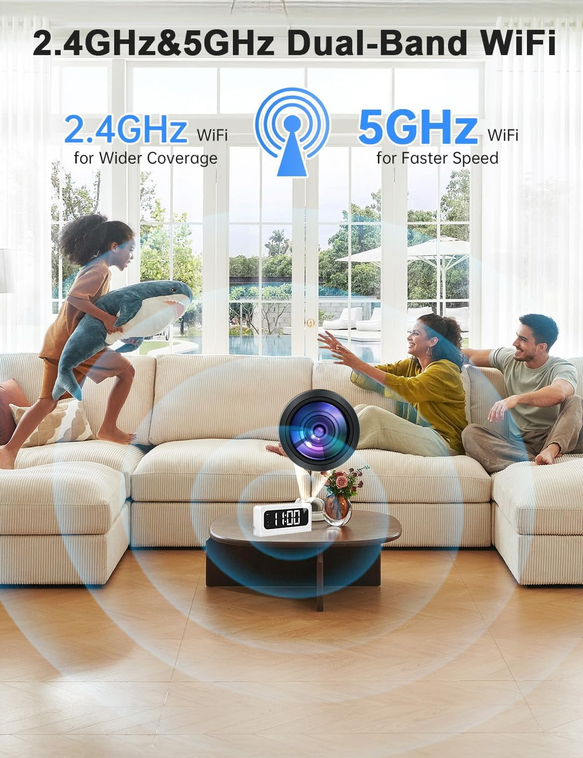 Smart Clock Camera, 2K Indoor Cameras for Home Security, 5G&2.4G WiFi Security Cameras Wireless, Two-Way Talk, Blacklight Full-Color, Night Vision