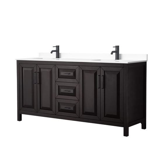 Wyndham Collection WCV252572DEBWCUNSMXX Daria 72" Free Standing Double Basin Vanity Set -