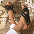 thumbnail image 3 of THDHVS Black Sandals Women,Sandals for Women 2025,Women's Fashion Casual Buckle Fish Mouth Spring and Summer Breathable Open Toe Wedge Slippers Black 5, 3 of 5