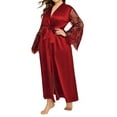 thumbnail image 2 of LilyLLL Women Sexy Lace Satin Silk Nightdress Lingerie Sleepwear Long Robe Plus Size, 2 of 4