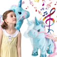 thumbnail image 3 of Música eléctrica caminando cantando caballo volador juguetes de animales de peluche (azul claro) Likrtyny Para estrenar, 3 of 9