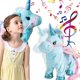 thumbnail image 4 of Música eléctrica caminando cantando caballo volador juguetes de animales de peluche (azul claro) Ndcxsfigh libre de BPA, 4 of 9