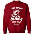 thumbnail image 2 of OXI Crewneck Sweatshirt - A Day Without Fishing, Basic Casual Sweatshirts for Men's and Women Fleece Sweatshirt Long Sleeve - Antiquee Cherry Small, 2 of 2