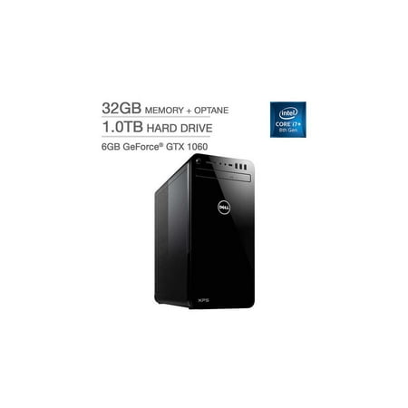 Dell XPS 8930 Tower - Intel Core i7 - GeForce GTX 1060 - Windows 10 Pro Desktop PC Computer 32GB Memory + Optane 1TB Hard Drive 6GB GeForce GTX 1060 i7+ 8th Gen