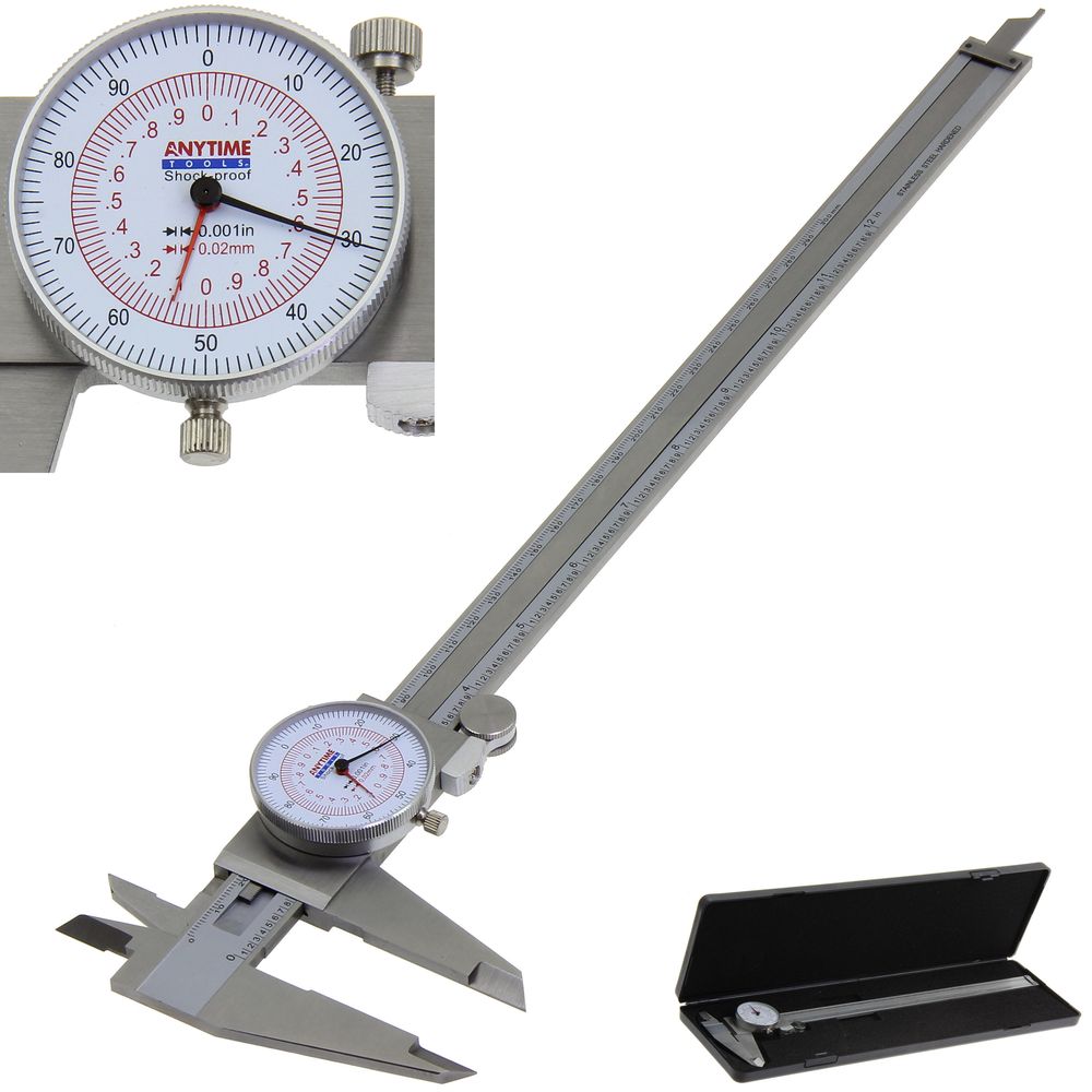 Anytime Tools Dial Caliper 12" / 300mm DUAL Reading Scale METRIC SAE Standard INCH MM - image 1 of 4