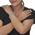 thumbnail image 4 of PalmBeach Jewelry Teal Disc Bead Goldtone Hoop Earrings and Stackable Stretch Bracelet Set, 4 of 5