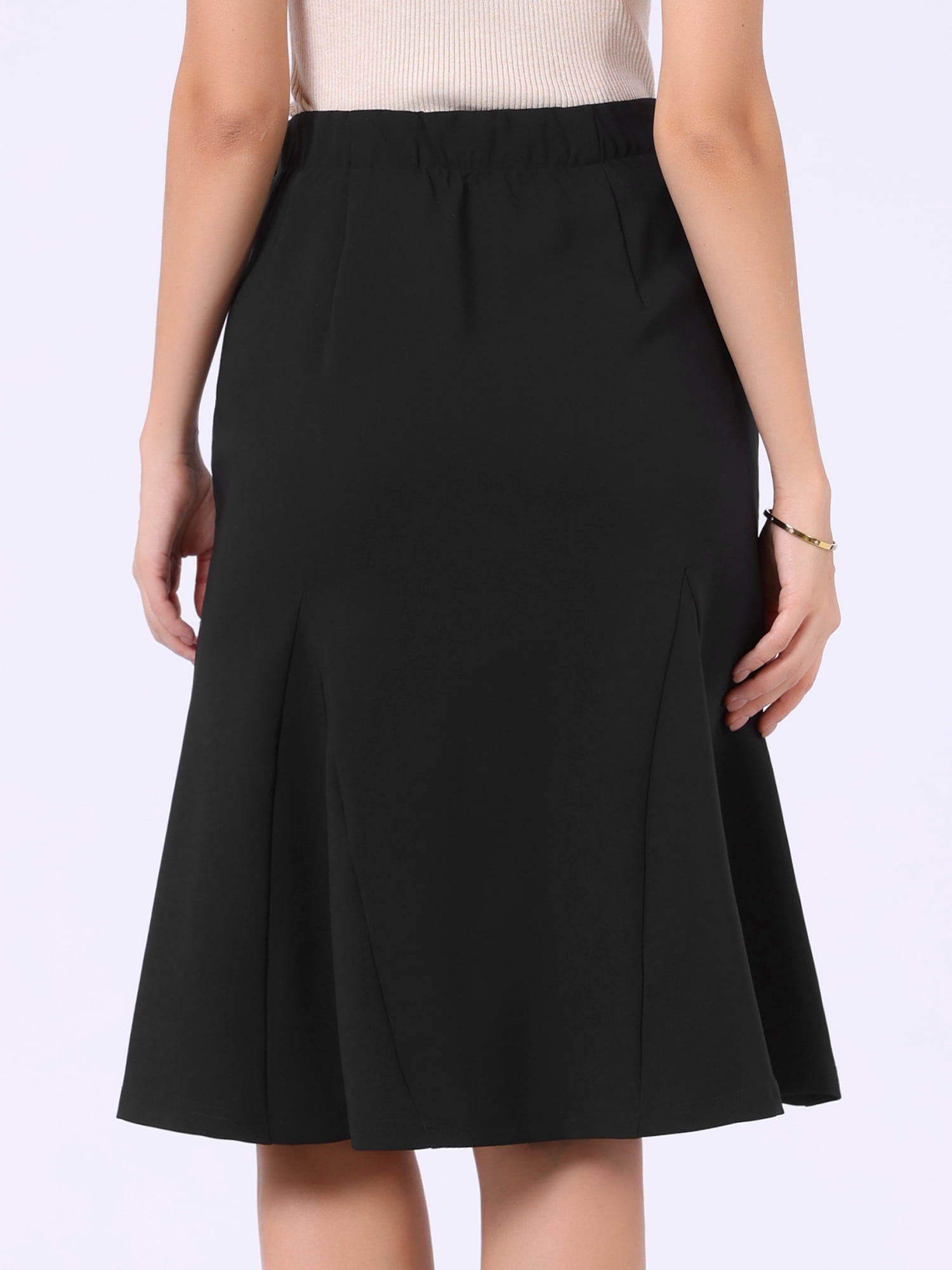 DARING DIVA Women's Midi Skirts Elastic High Waist A Line Flowy Skirt X-Small Black