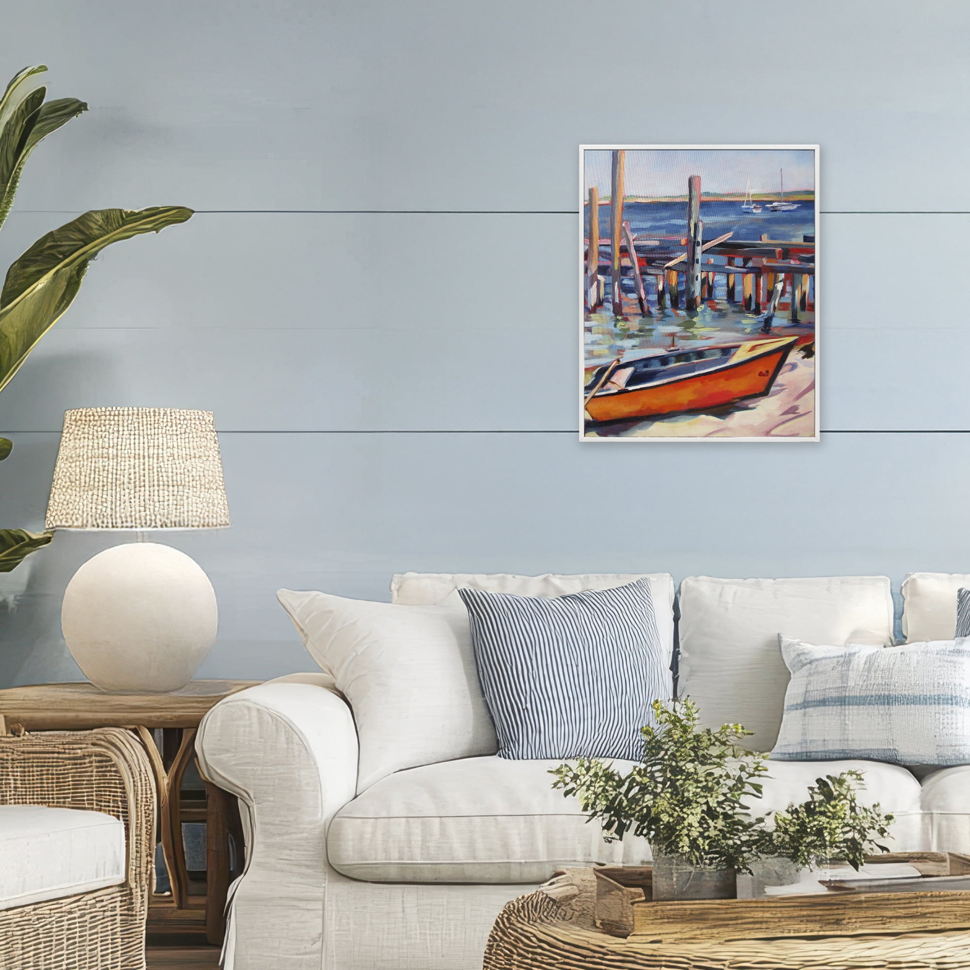 Stupell Industries Provincetown Harbor Boat White Framed Giclee Art, design by Maxine Shore