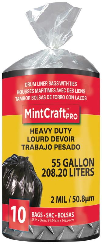 VULCAN FG-03812-09 Drum Liner, 55 gal Capacity, 2 mil Thick, Poly, Black