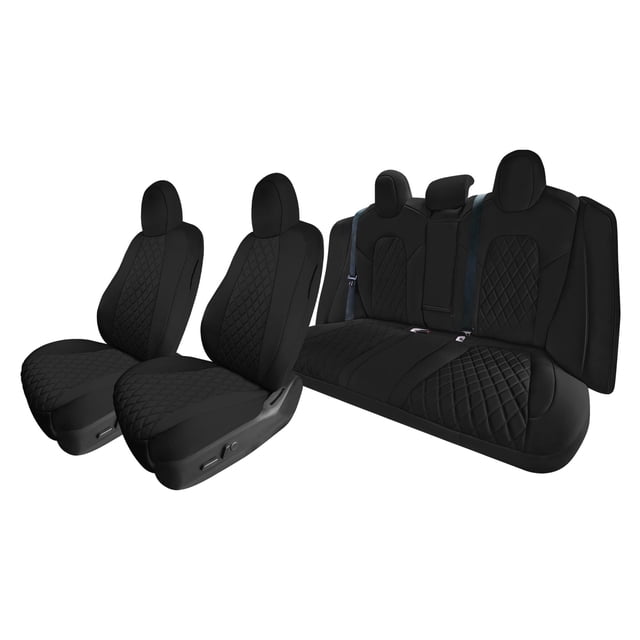 For 2017-2024 Tesla Model 3 FH Group Neoprene Waterproof Custom Fit Car Seat Covers Black - Full Set