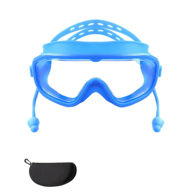 -Fog Large Frame Swim Goggles with Secure Earplugs for Youth and Adult Pool Activities