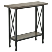 Leick Home X Design Mixed Wood and Metal Hall Console in Smoke Gray
