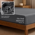 thumbnail image 6 of Bare Home Bamboo Fitted Sheet - Made from Rayon Fibers - Deep Pockets - Soft, Cooling & Breathable - Queen, Gray, 6 of 9