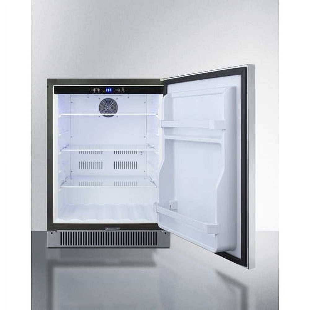 24" Wide Built-In Outdoor All-Refrigerator, Stainless Steel/Black, RHD