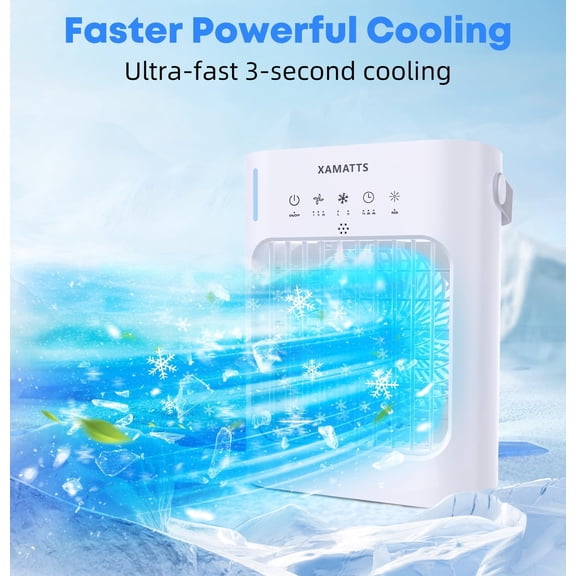 Portable Air Conditioners Cooling Fan,4 in1 Evaporative Mini Air Conditioner Portable, 700ml Personal Small Desk Air Cooler Fan, Humidifier,Night Light,3 Wind Speeds for Home Office Indoor Use