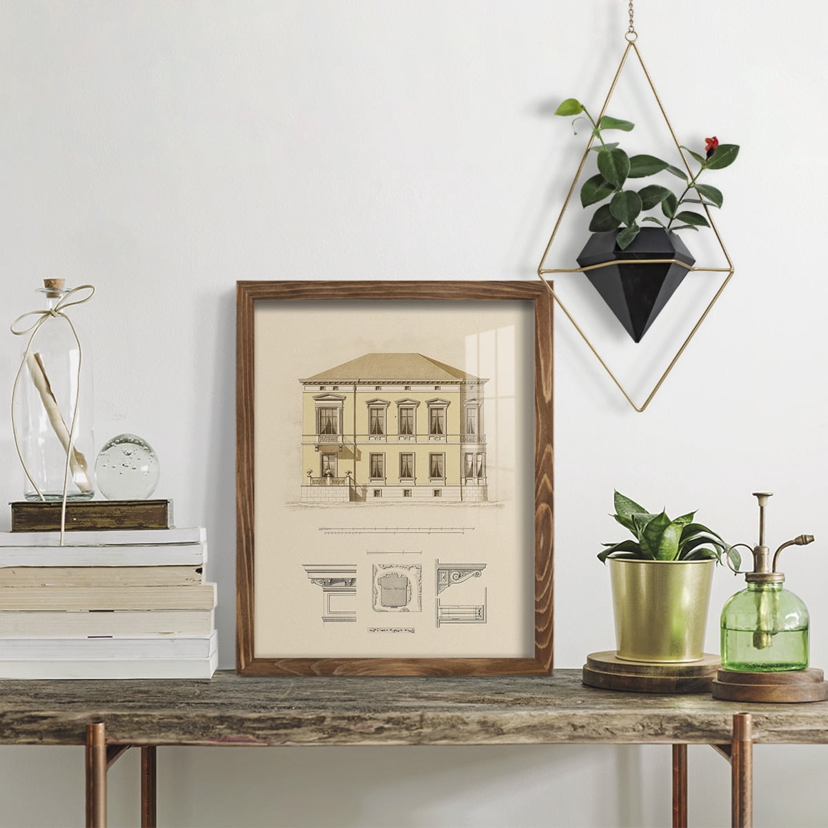 Estate and Plan VI -Framed Print w/glass-Walnut