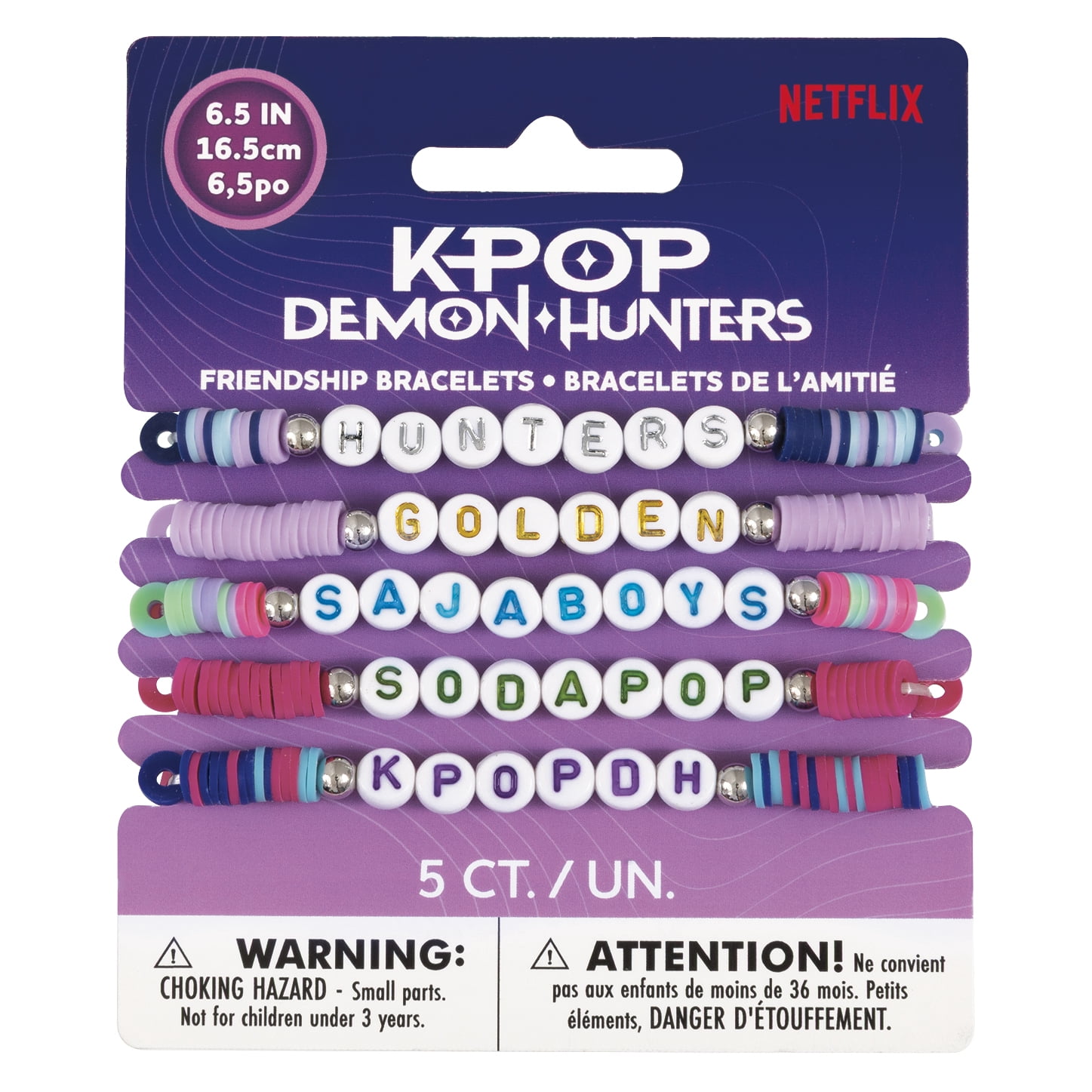 KPop Demon Hunters 5 Count Multicolor Party Favor Bracelets
