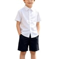 thumbnail image 2 of BXJX Girls Outfit Sets 2 Piece Size 10-12 T, Short Sleeve Collared Cotton School Uniform Kids Summer Clothing Sets Navy, 2 of 9