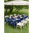 thumbnail image 4 of Outdoor Tablecloth with Umbrella Hole for Patio/Picnic/Party/Camping, Navy Blue Tropical Plant Waterproof Table Cloth Rectangle Table Cover Washable, Summer Coconut Trees Coastal (60"x 84"), 4 of 8