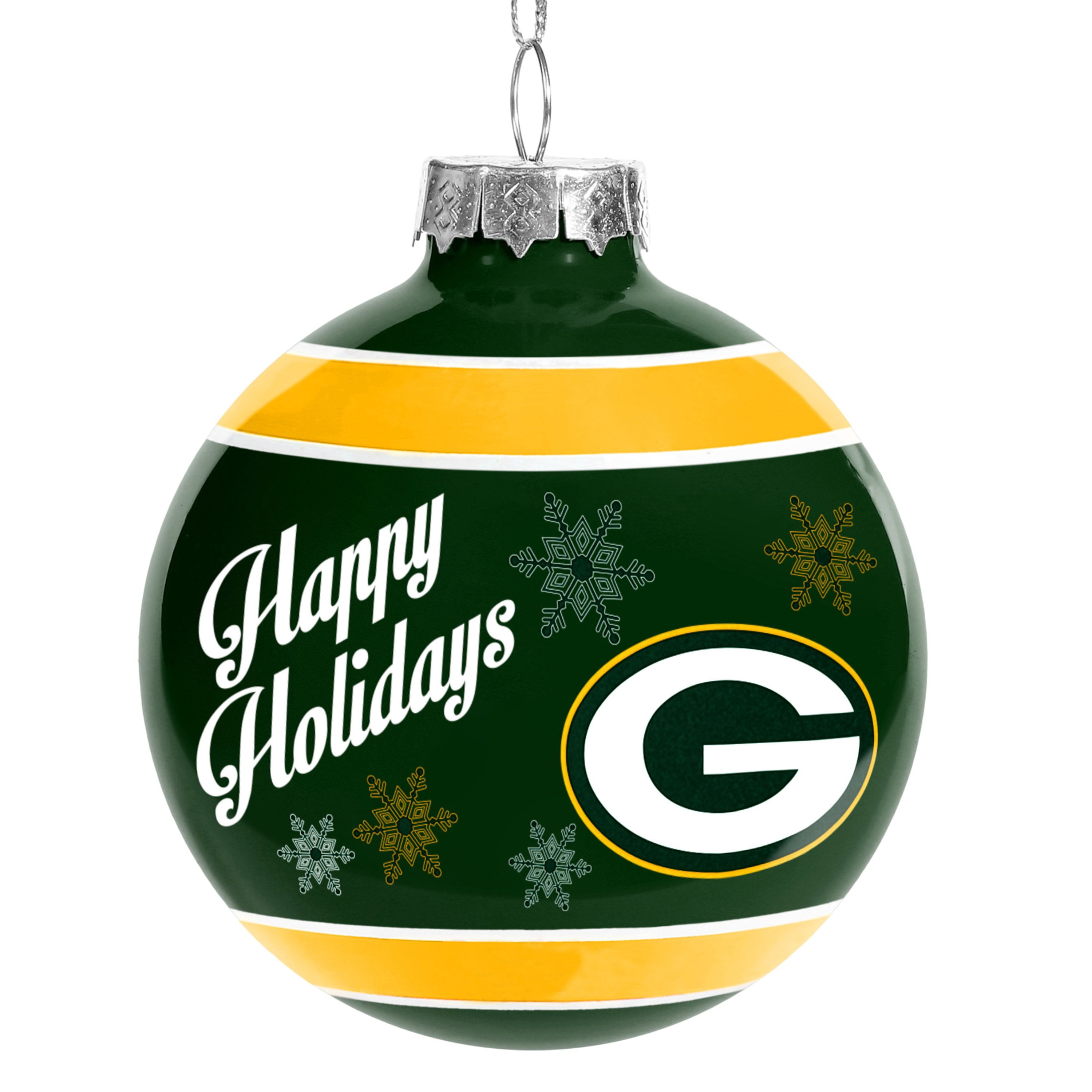 Forever Collectibles Green Bay Packers NFL Happy Holidays Glass Ball