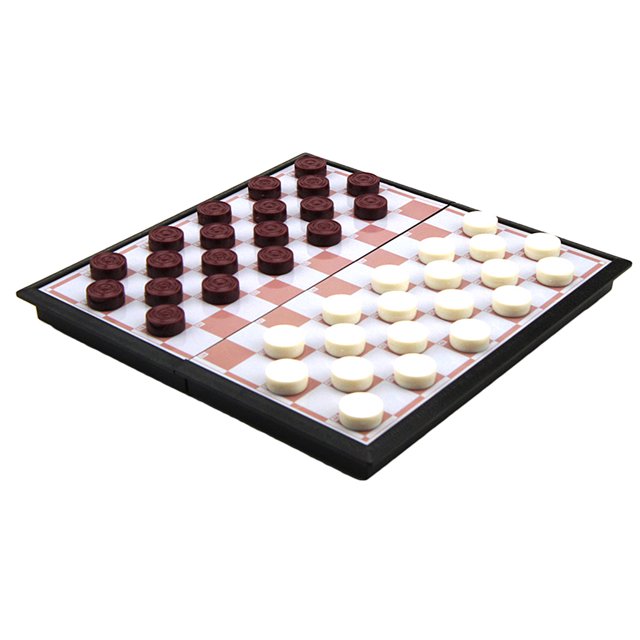 Juguetes de Competición de Damas de Ajedrez Plegables Y Magnéticos, Blanco Y Marrón, 50 Piezas, Juego de de Inteligencia , Juguete Sunnimix International Jump Chess Toy
