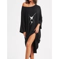 thumbnail image 3 of Plus Size Nightgowns: Syphorium Womens Nightgowns Plus Size Loose Casual Dropped Shoulders Dress Oversized Print Womens Loungewear with Pocket, One Size, 3 of 5