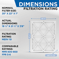 thumbnail image 2 of 12 Pack of 20x22x1 MERV 10 Pleated Air Filters by Glasfloss. Actual Size: 19-1/2 x 21-7/8 x 7/8, 2 of 9