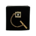 thumbnail image 2 of Mens Gold Tone Black Clear Crystal Tie Tac Tack Pin Gift Boxed Adult Male, 2 of 4